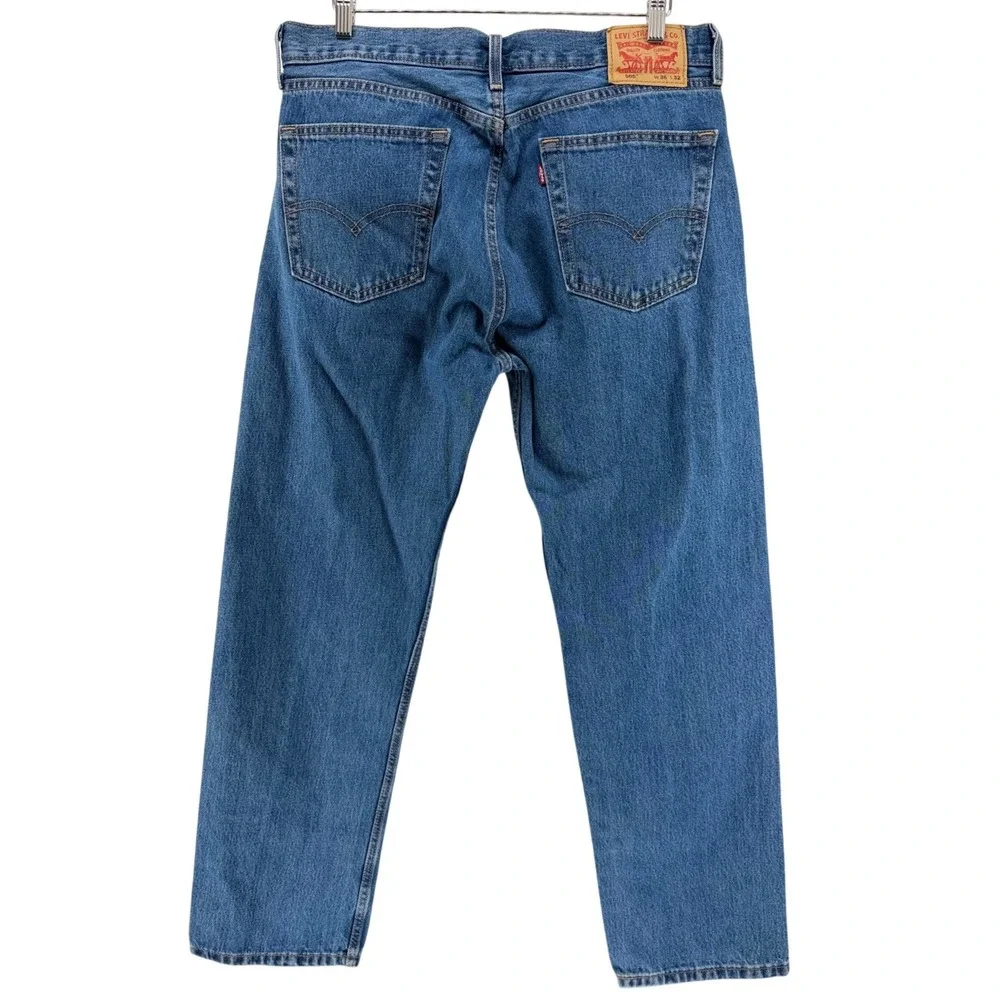 Levis 505 Regular Fit Straight Leg Jeans Mens 36x32 Medium Wash Blue Denim